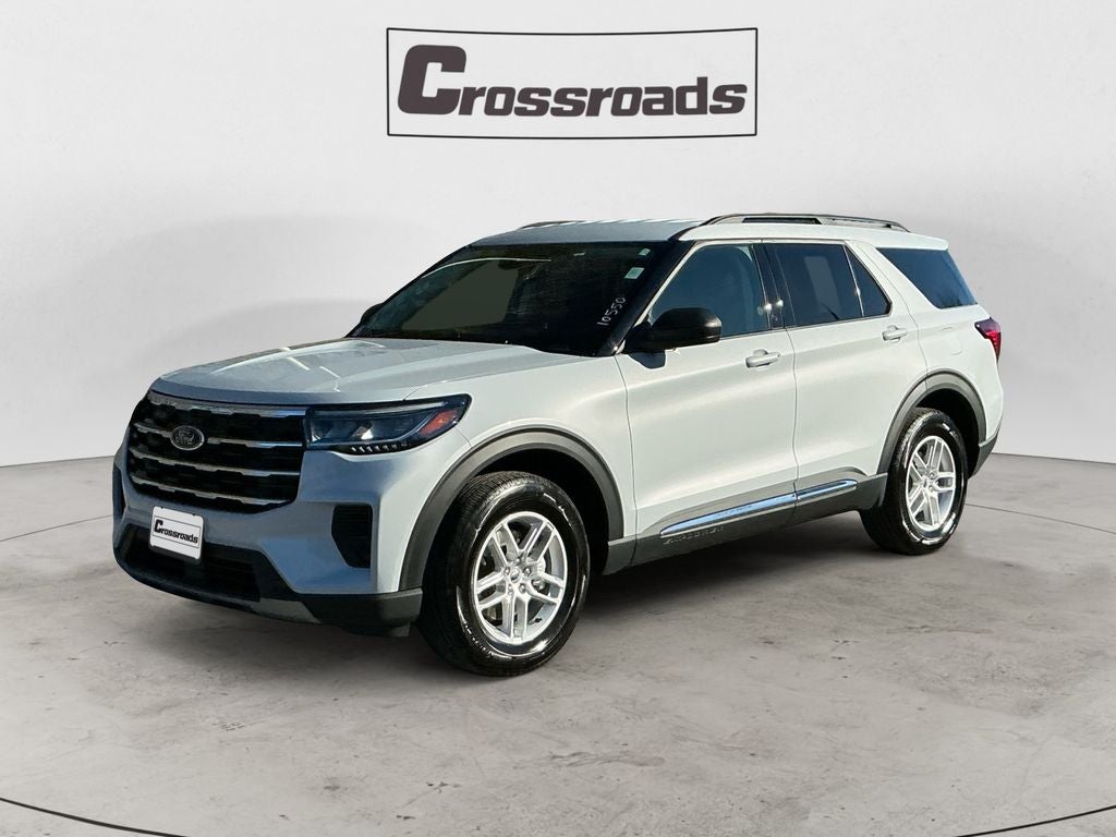 2025 Ford Explorer Active in Space White Met — front three-quarter view